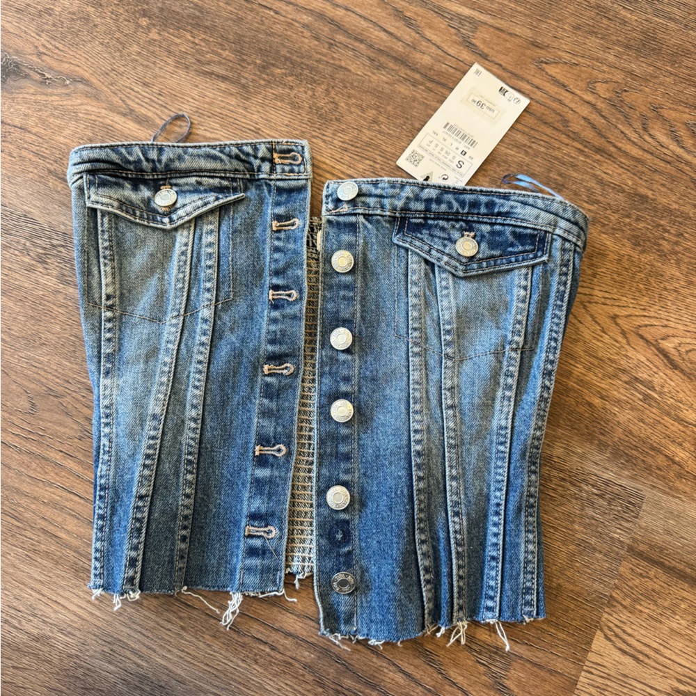 Zara Blue Denim Corset Top